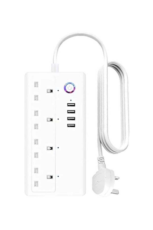 4-Way Smart Wifi Plug Socket Extension Strip White