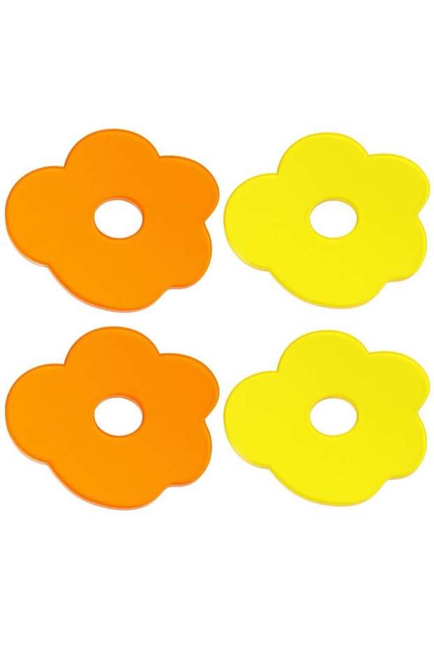 SYOSI 4 Pcs Acrylic Coasters, Colorful Flower-Shaped Coaster, Heat Resistant Anti Slip Drink Coaste