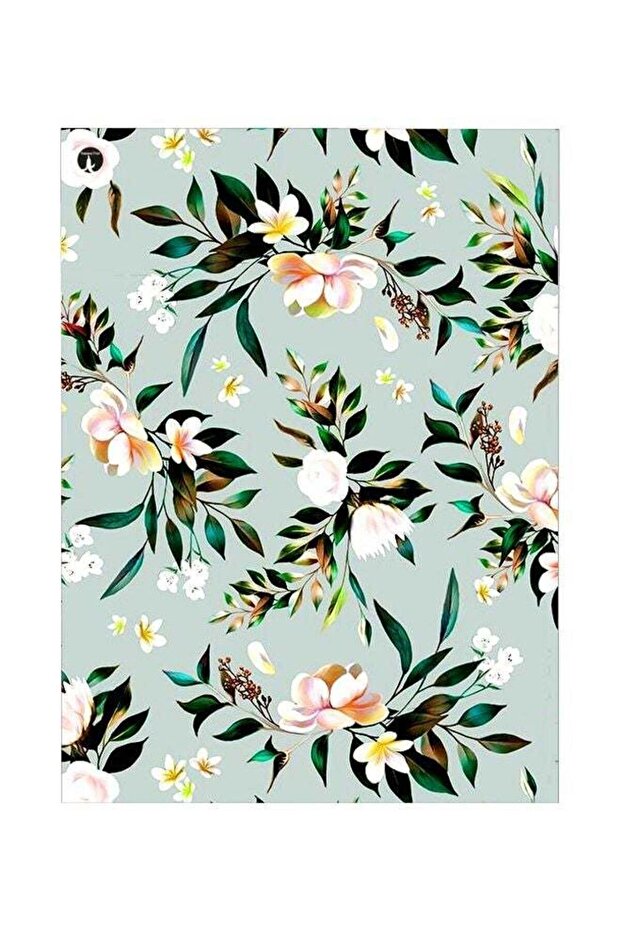 Floral Printed Metallic Plate Green/Pink/Brown 20x15cm