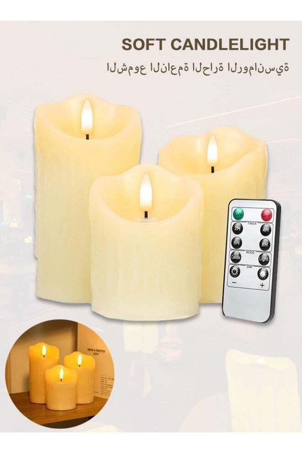 3 Piece LED flameless Candles, LED Pillar Candles for Romantic Ambiance, Battery Operated Candles w