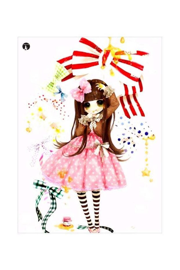 Cute Girl Themed Decorative Metallic Plate White/Pink/Brown 20x15cm