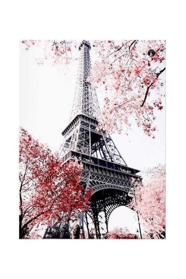 Eiffel Tower Themed Metallic Plate White/Grey/Red 20x15cm