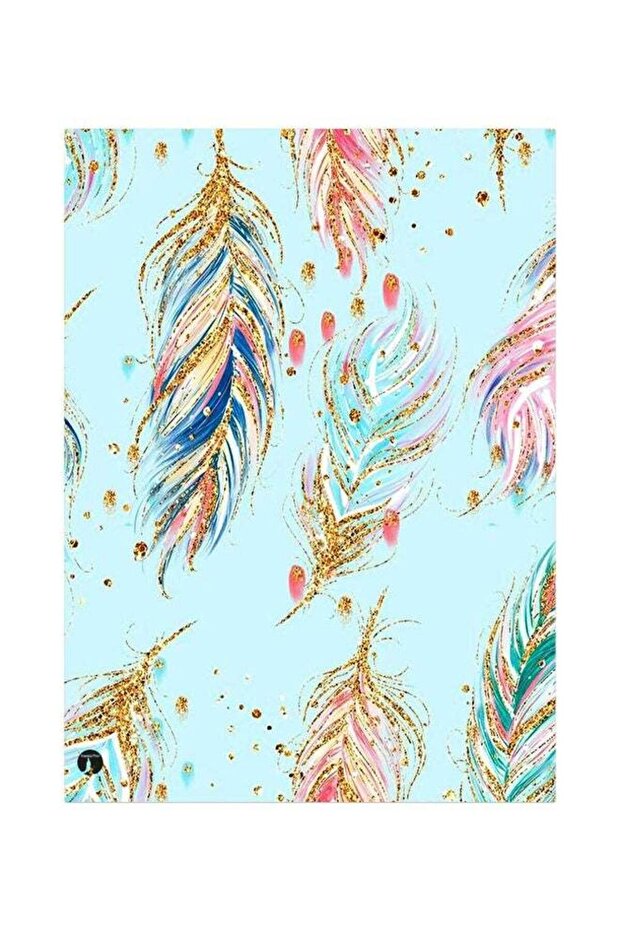 Feathers Themed Metallic Plate Green/Blue/Gold 20x15cm