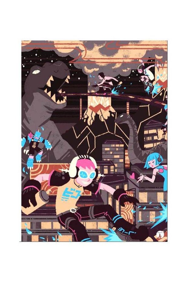 Cartoon Themed Metallic Plate Brown/Beige/Blue 20x15cm