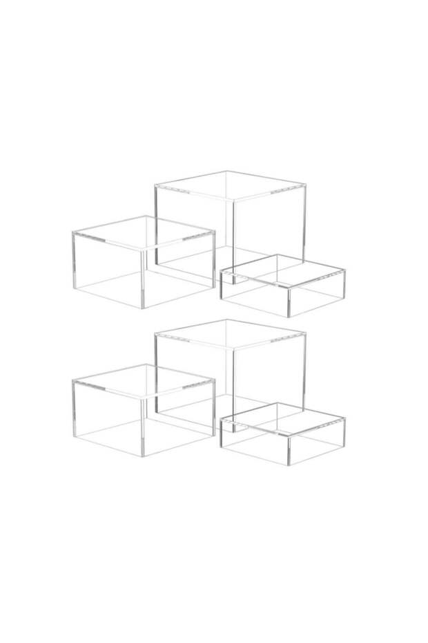 Buffet Risers, 6PCS Acrylic Food Display Stands for Parties - Clear Cube Nesting Risers with Hollow