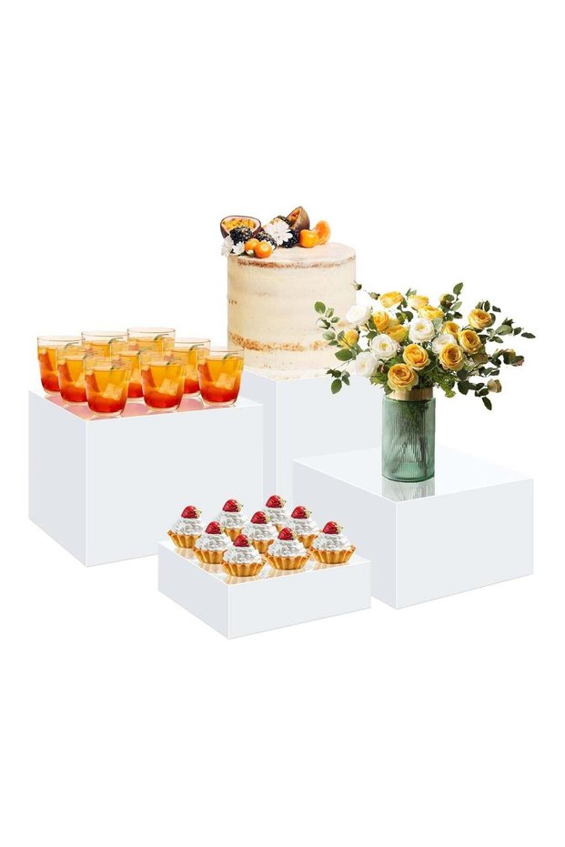 4pcs Buffet Risers – Acrylic Food Display Stands for Buffet Table
