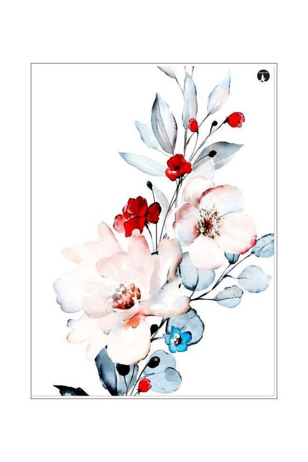 Flowers Themed Metallic Plate Pink/Red/Grey 20x15cm