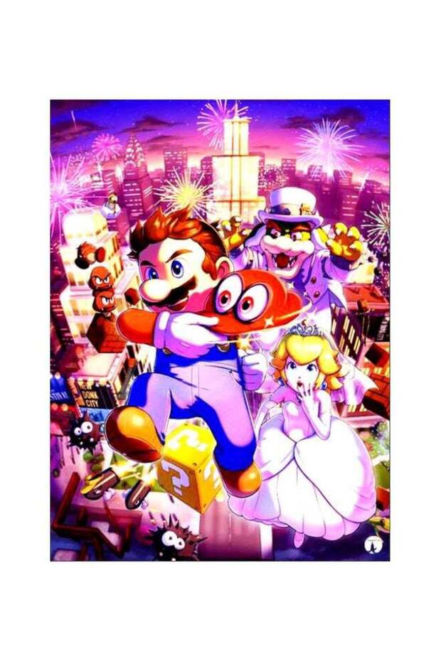 Super Mario Themed Metallic Plate Pink/Purple/Beige 20x15cm