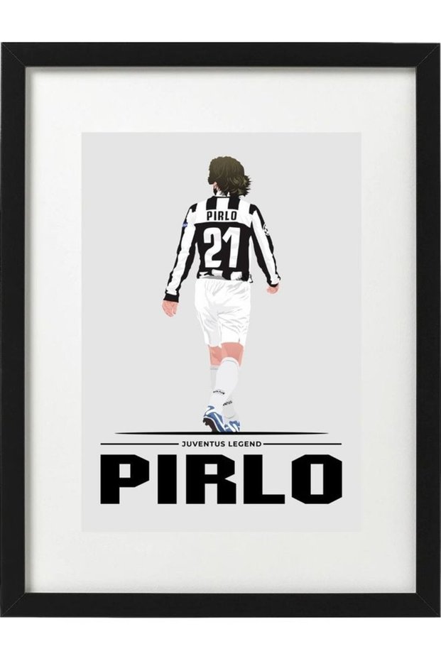 Andrea Pirlo Juventus Themed Poster With Frame White/Black/Beige 30x40cm