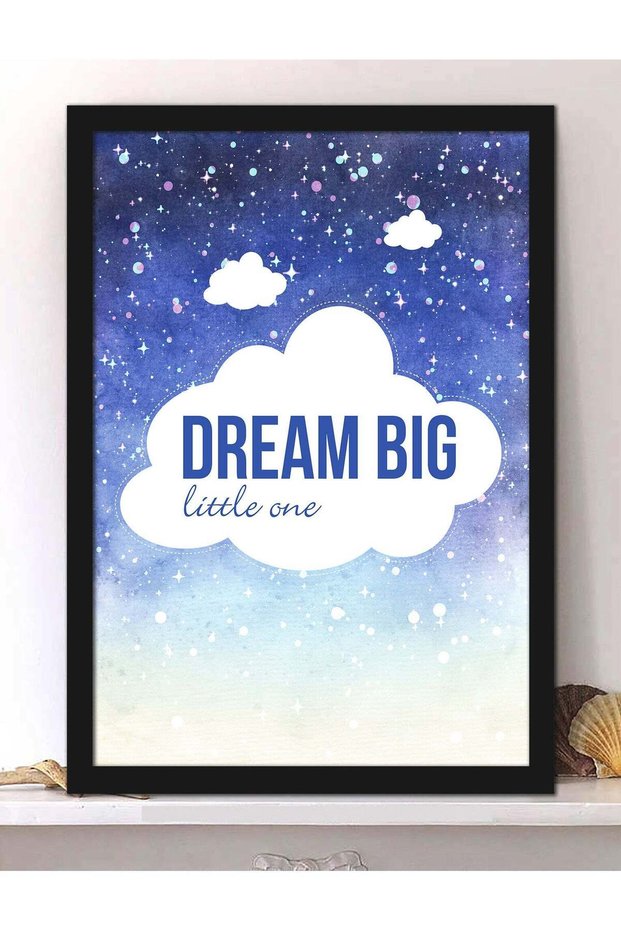 Wall Posters with Dream Big Little Me Quote and Black Frame - Wall Arts Home Décor Photo Frames - 4
