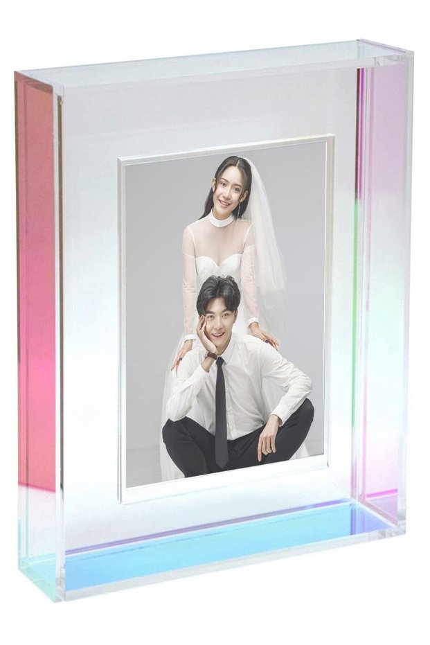 Acrylic Photo Frame 8.7 x 6.7 inch Double Sided Picture with Magnetic Clear Frameless Desktop Block