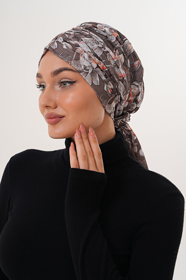 Patterned Buckle Bonnet Hijab Bonnet Daily Use Bonnet Shawl Scarf