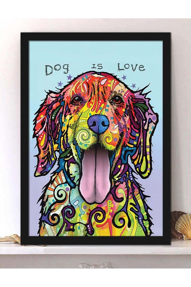 Wall Posters with Abstract Dog Pop Art and Black Frame - Wall Arts Home Décor Photo Frames - 40x55c
