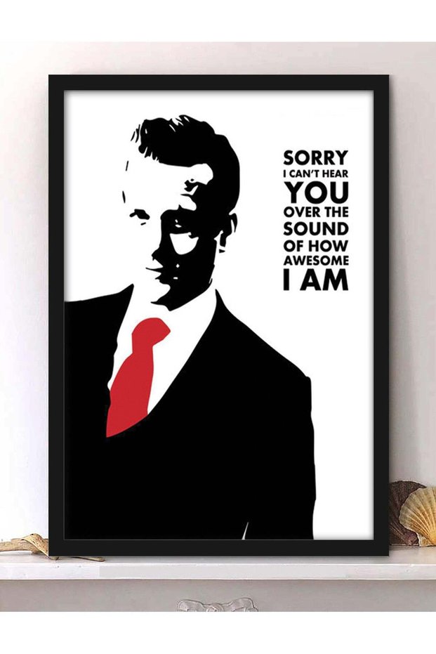 Wall Posters with How Awesome I Am Quote from Harvey Spector Suits TV Series and Black Frame - Wall