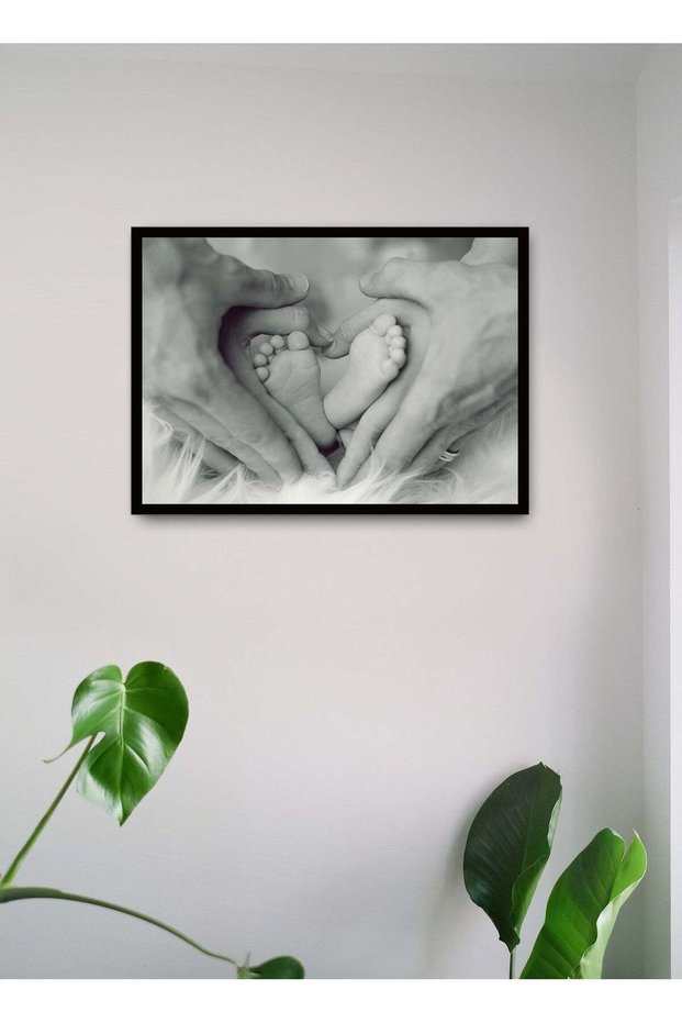 Wall Posters with Baby Feet Picture and Black Frame - Wall Arts Home Décor Photo Frames - 30x40cm b
