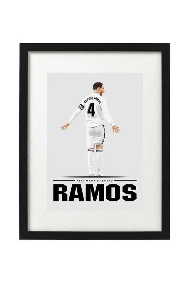 Sergio Ramos Real Madrid Themed Poster With Frame White/Black/Beige 30x40cm