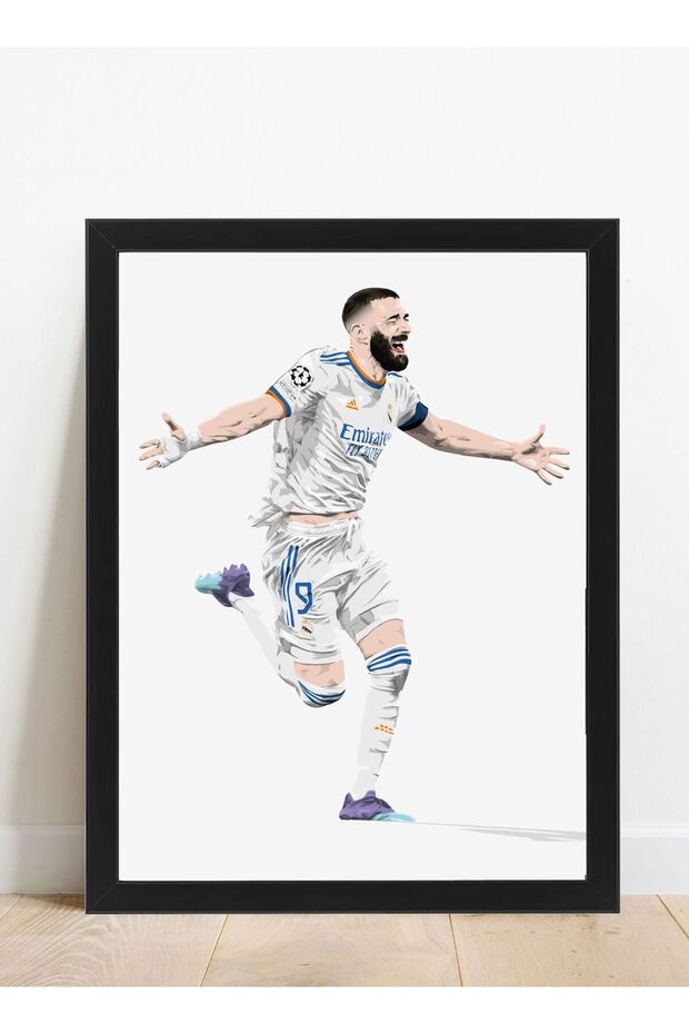 Karim Benzema Real Madrid Champions League Poster With Frame 30X40 cm