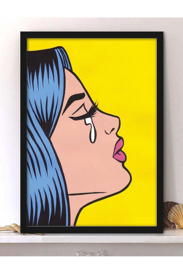 Wall Posters with Crying Person Pop Art And Frame - Wall Arts Home Décor Photo Frames - 40x55cm by