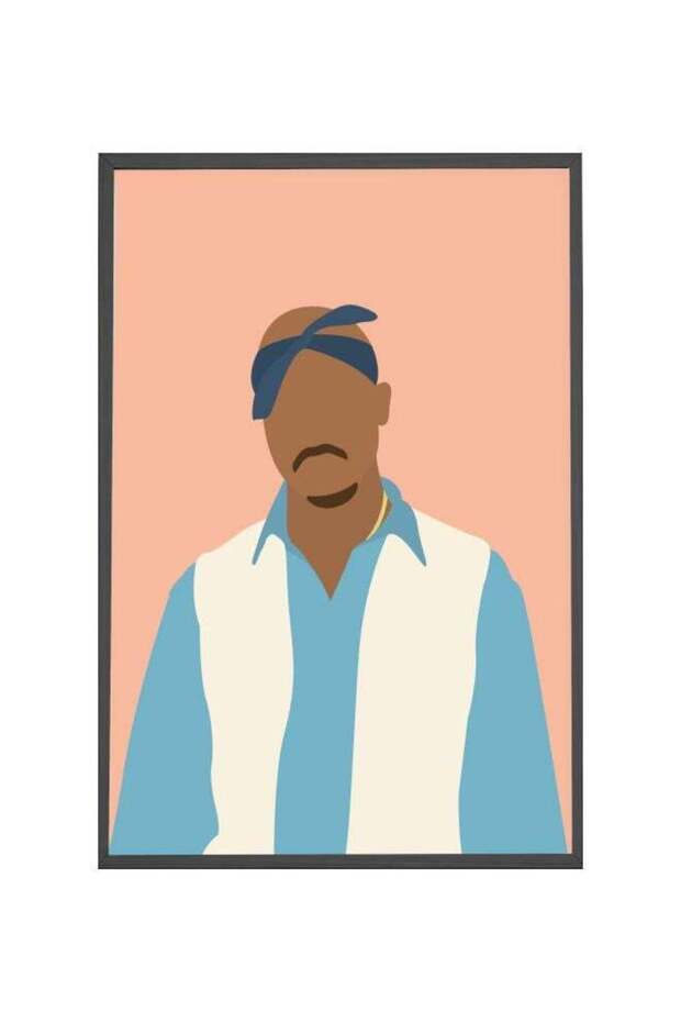 Tupac Shakur Poster With Frame Blue/White/Pink 21x30cm