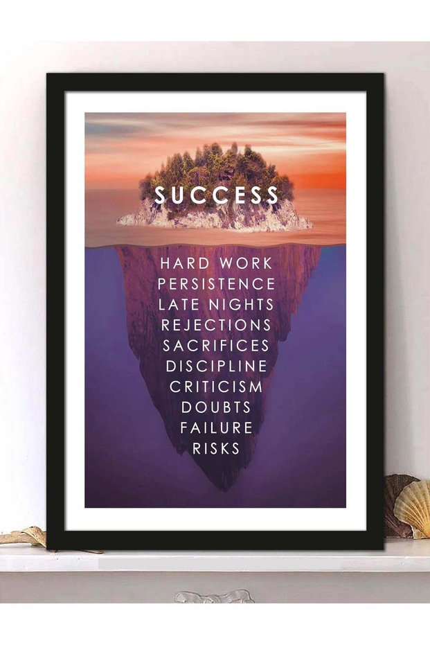 Wall Posters with Success Motivational Quote and Black Frame - Wall Arts Home Décor Photo Frames -