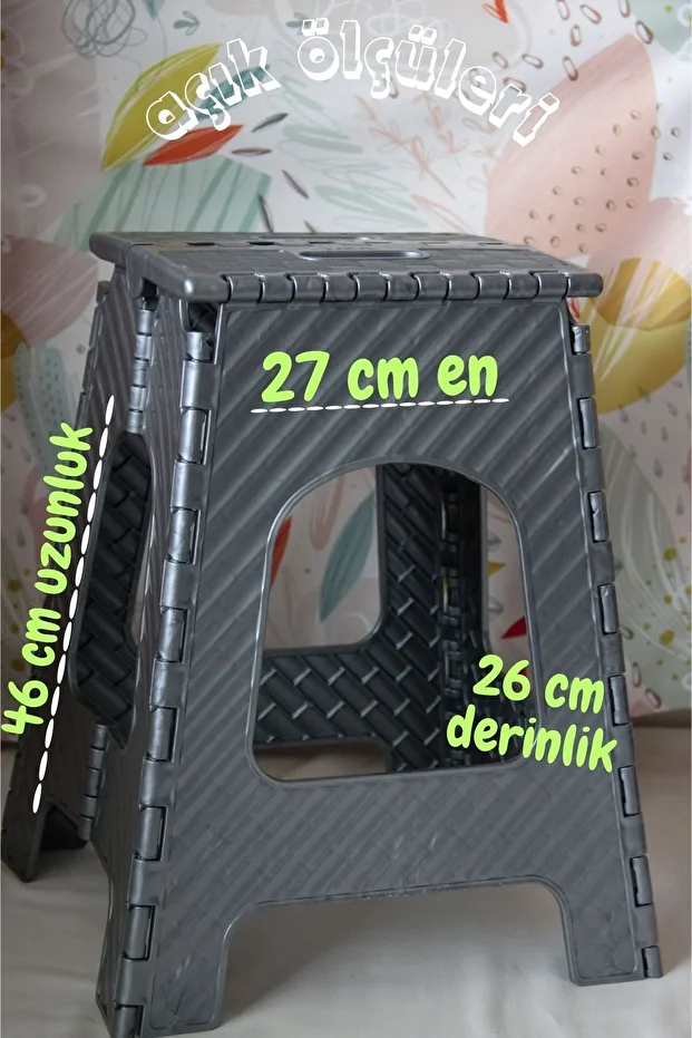 Katlanabilir Tabure Büyük Boy Gri Renk Taşınabilir Piknik Taburesi,Mutfak Taburesi,Kamp Taburesi - 3