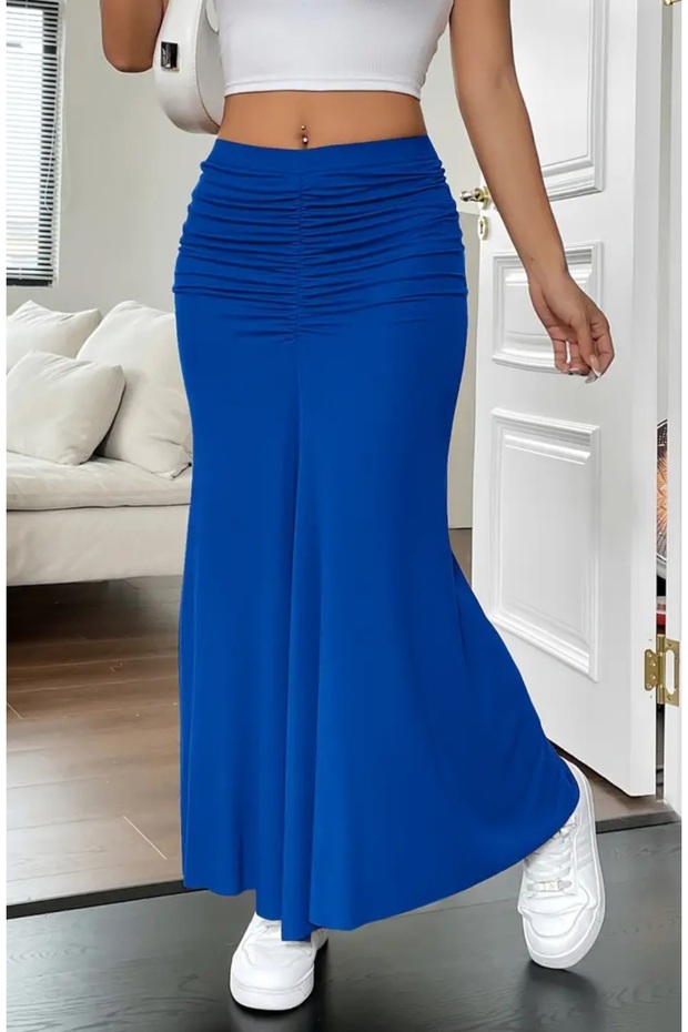 Maxi Length Lycra Skirt with Drawstring Detail on the Front and Back