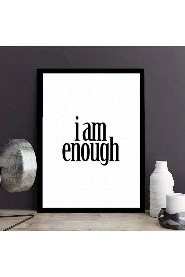 I Am Enough Quotes Wall Poster with Black Frame, Wall Arts Home Décor Photo Frames, 40x55 cm by Spo