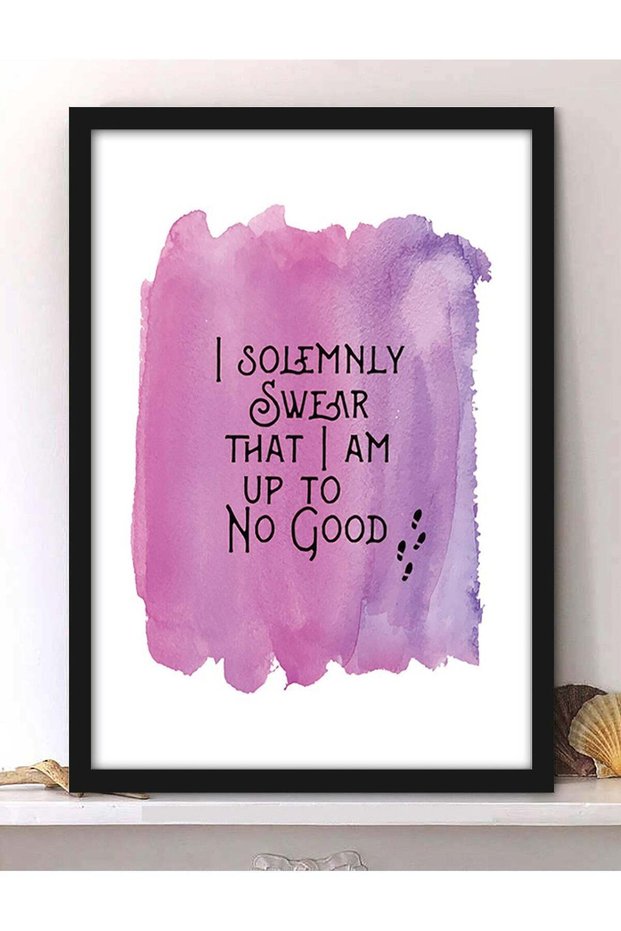 Wall Posters with I Am Up To No Good Quote and Black Frame - Wall Arts Home Décor Photo Frames - 40