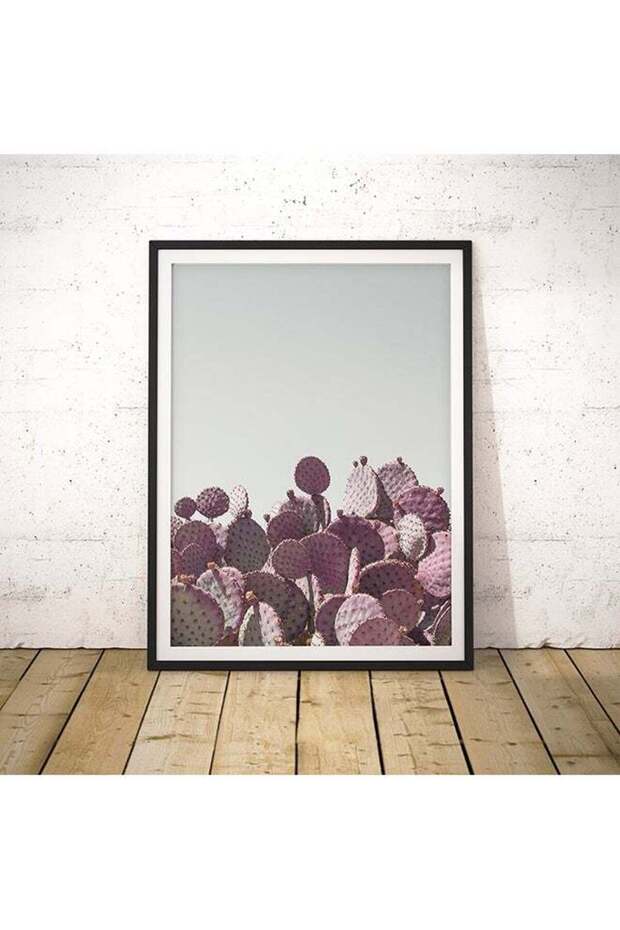 Desert Cacti Cactus Wall Art Poster With Frame Multicolour 30x40cm