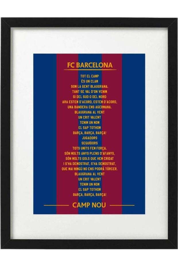 FC Barcelona Anthem Art Poster with Frame Multicolour 30 x 40cm