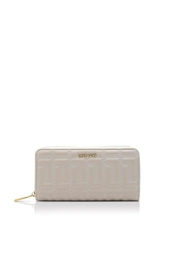 Women's Quina25 Large Zip Around Wallet (Beige)