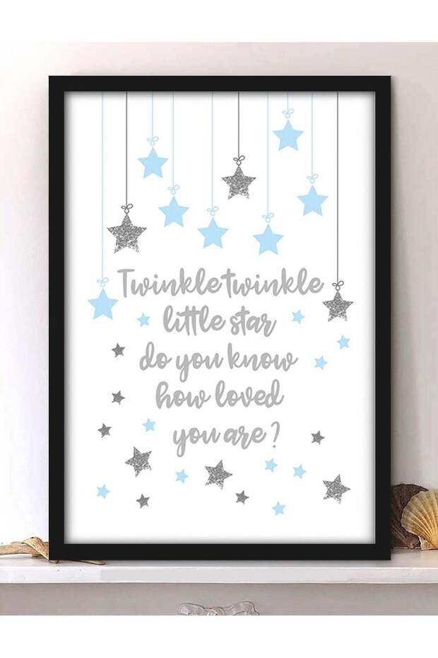Wall Posters with Twinkle Twinkle Little Stars Rhyme and Black Frame - Wall Arts Home Décor Photo F