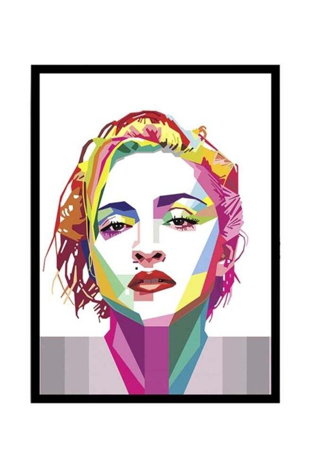 Madonna Pop Art Poster With Frame Red/Blue/Yellow/Pink 40x55cm