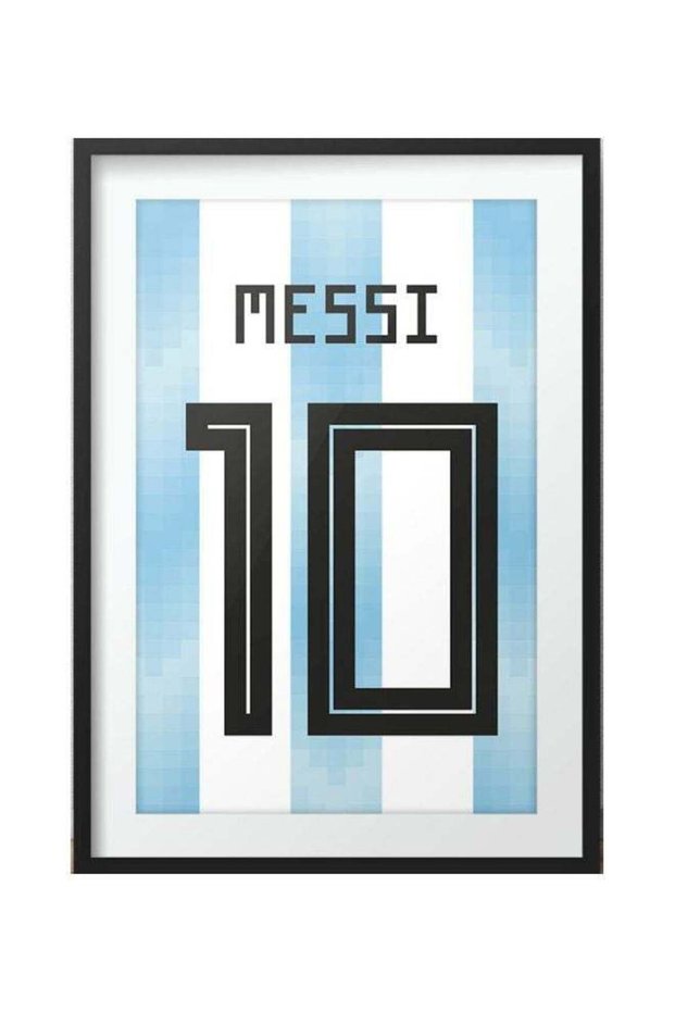 Lionel Messi Argentina Shirt Poster With Frame Blue/White/Black 30x40centimeter