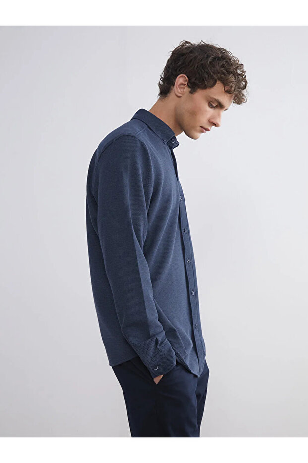 Lcw Visionpetrol Slim Fit Long Sleeve Men's Textured Shirt