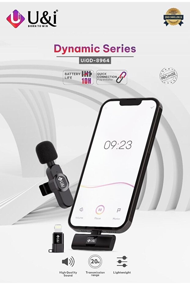 U&I Dynamic Series UIGD-8504 Wireless Microphone, 20M Range, Quick Connection, 10H Battery Life