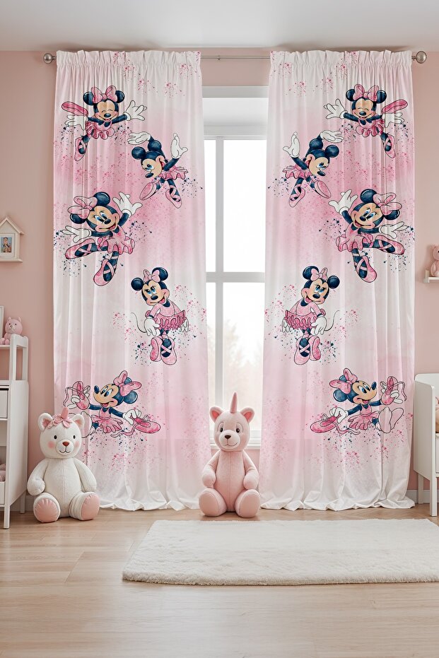 Ballet Dancer Minnie Patterned Children's Nursery Drapery Curtain (Single Panel Pricing)