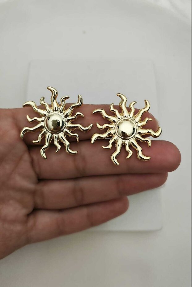 Baroque Sun Gold Women's Earrings (4 cm)