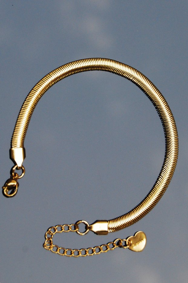Steel Italian Flat Snake Worm Bracelet 5 mm Gold Color | Non-Blackening, Unisex, 2 Years Warranty