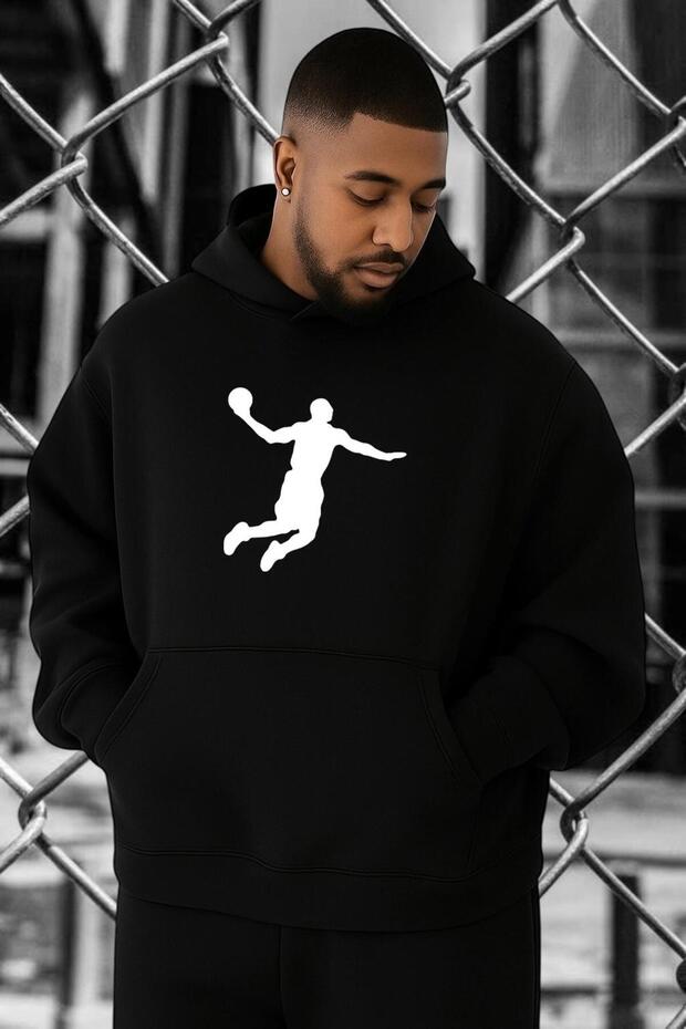 3 Yarn Combed Cotton Basketball Printed Oversized Sweatshirt