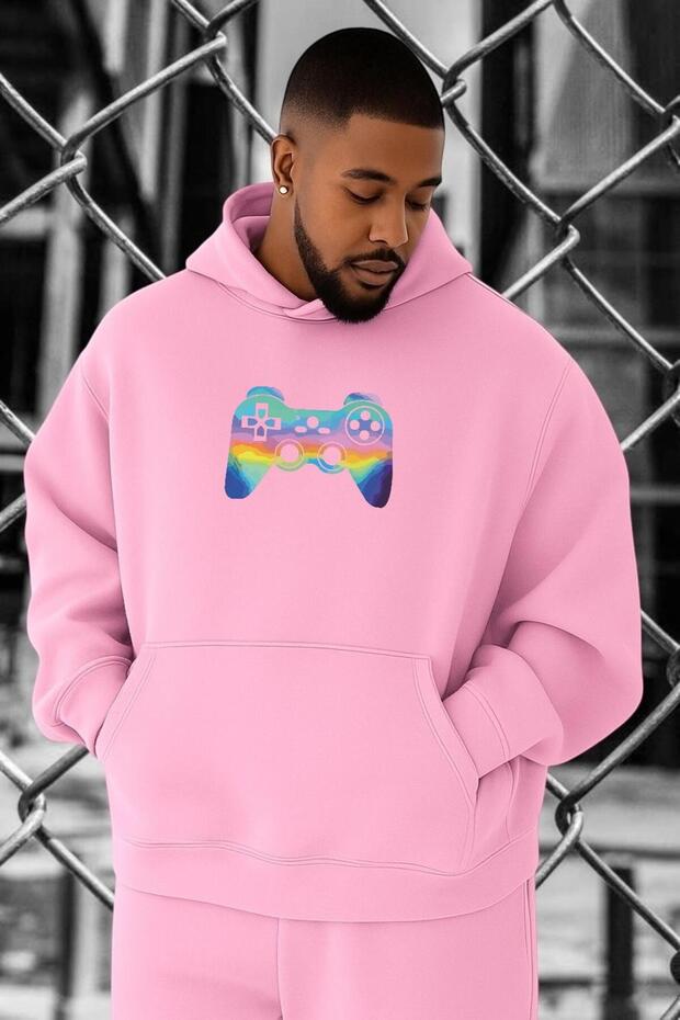 3 Yarn Combed Cotton Game Console Printed Oversized Sweatshirt