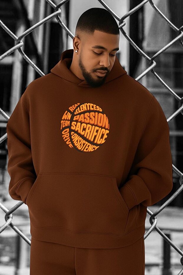 3 Yarn Combed Cotton Basketball Printed Oversized Sweatshirt