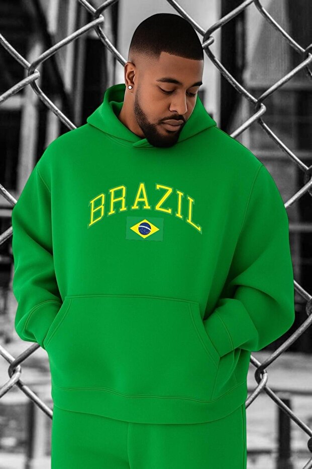 3 Yarn Combed Cotton Brazil Printed Plus Size Sweatshirt