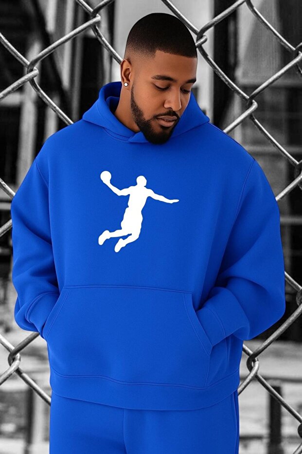 3 Yarn Combed Cotton Basketball Printed Oversized Sweatshirt