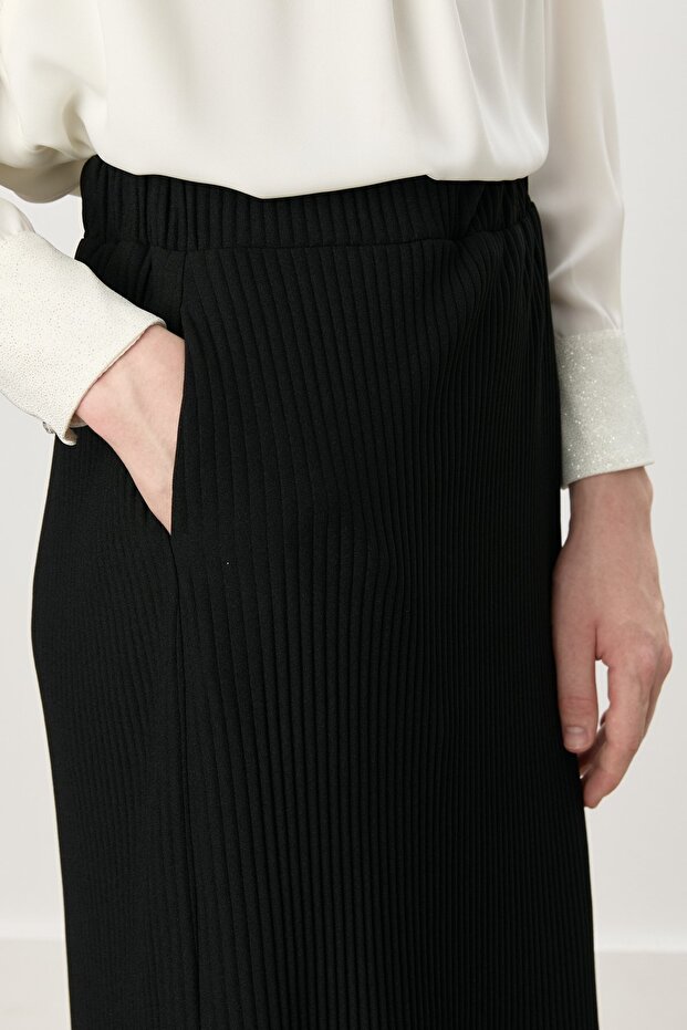 Örme Piliseli Etek Siyah - 3