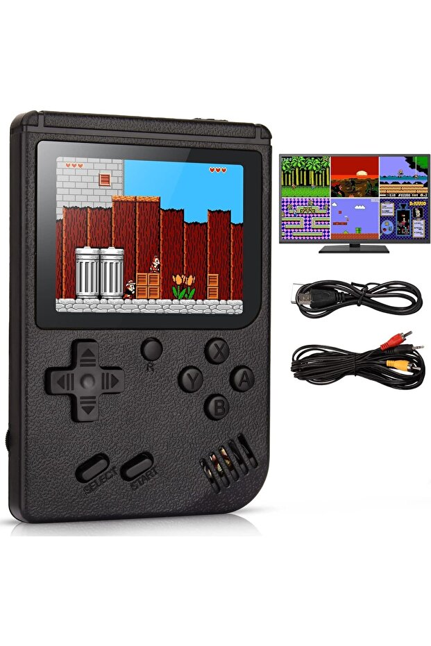 tetris game, 400 games, retro, portable console, black - 3