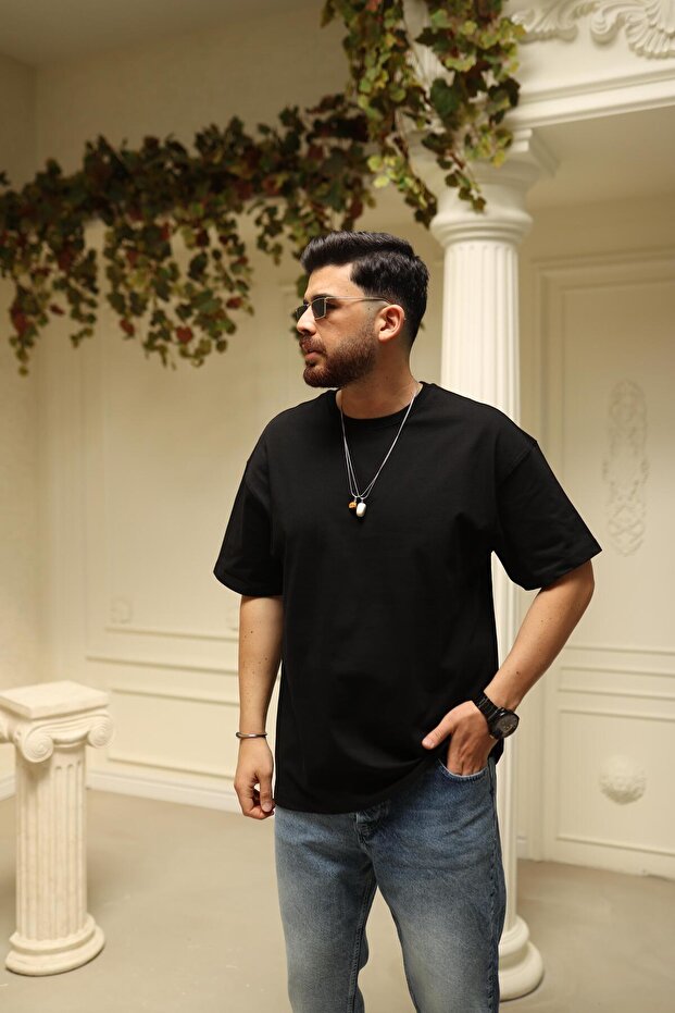 Μαύρο Oversize Basic T-Shirt - 1