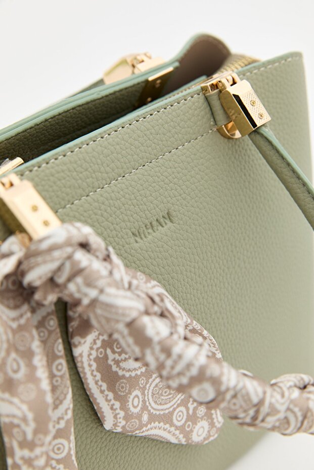 Fularlı Tote Çanta Mint - 4