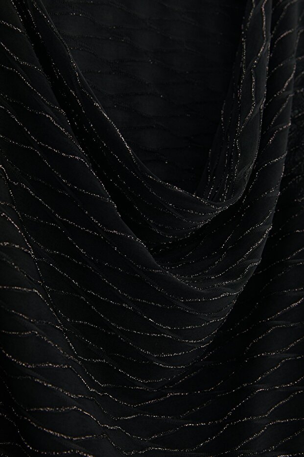 Simli Degaje Yaka Bluz Siyah - 2