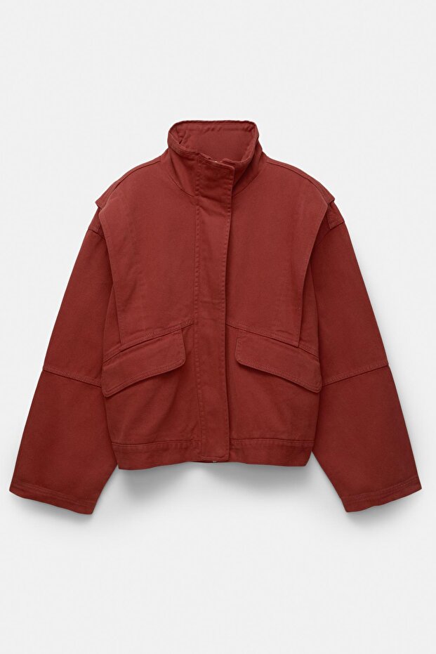 Kırmızı Yama Cepli Ceket - 5